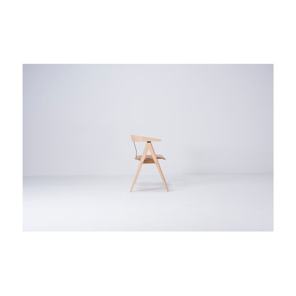 Lavice z dubového dřeva s koženým sedákem Gazzda Ava-image-3