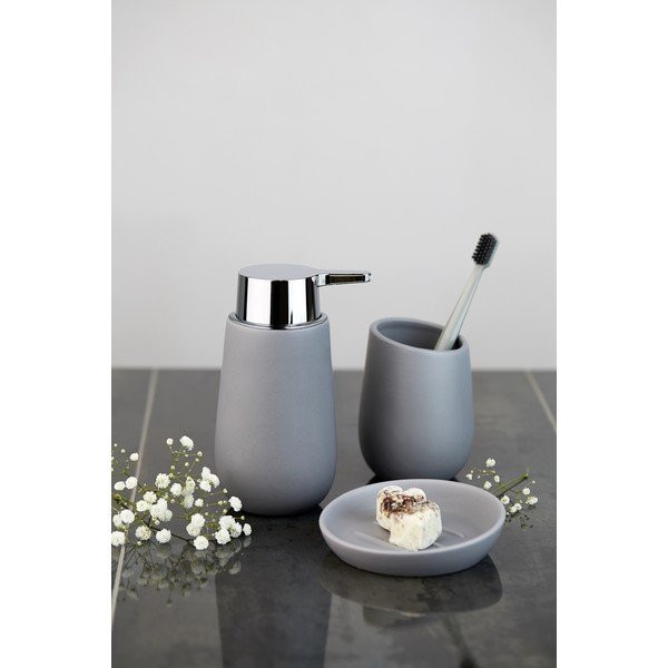 Šedý keramický dávkovač mýdla 320 ml Badi – Wenko-image-1