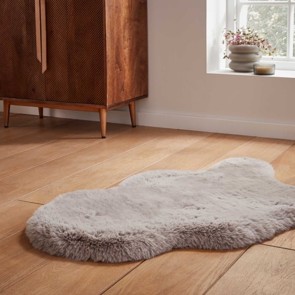 Světle šedá syntetická kožešina 60x90 cm Super Teddy – Think Rugs-image-2