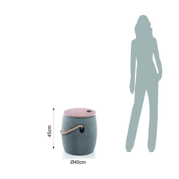 Šedý puf s úložným prostorem Tomasucci Barril, ø 40 cm-image-4