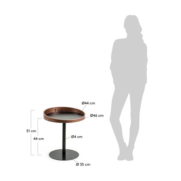Kulatý odkládací stolek s deskou v dekoru ořechového dřeva ø 46 cm Kaori – Kave Home-image-3