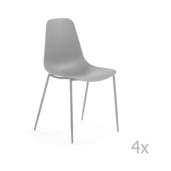 Sada 4 šedých jídelních židlí La Forma Wassu
