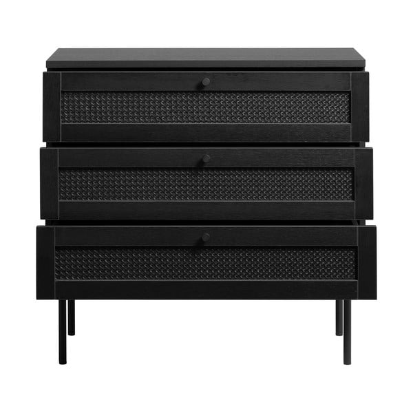 Černá nízká komoda v dekoru dubu 80x75 cm Pensacola – Unique Furniture-image-4