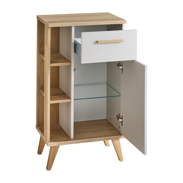 Krémová/v přírodní barvě nízká koupelnová skříňka v dekoru dubu 50,5x89,5 cm Quickset 966 – Pelipal-image-2