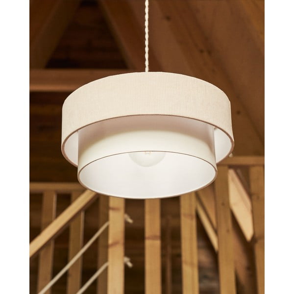 Bílé/béžové závěsné svítidlo s textilním stínidlem ø 40 cm Bianella – Kave Home-image-1