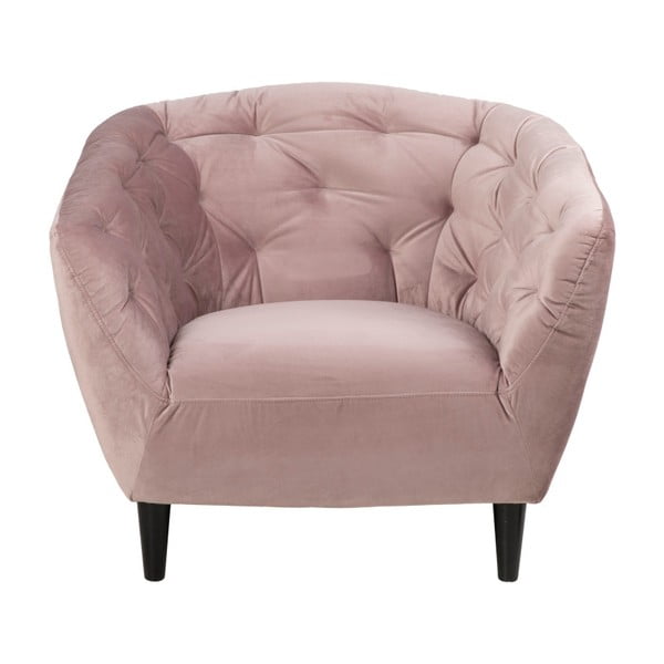 Pudrově růžové sametové křeslo Actona Ria-image-3