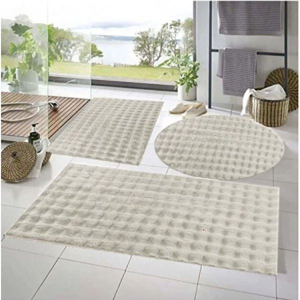 Krémové koupelnové předložky v sadě 3 ks 60x100 cm Powder – Mila Home