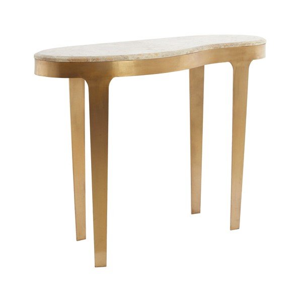Konzolový stolek s mramorovou deskou  v bronzové barvě/taupe 40x110 cm Giulio – Light & Living