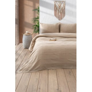 Béžový bavlněný set přehozu a povlaků na polštář 210x220 cm Sedef – Mijolnir