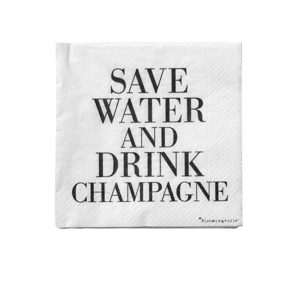 Sada 20 papírových ubrousků Bloomingville Save Water, 25 x 25 cm