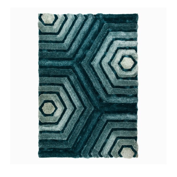 Modrozelený koberec Flair Rugs Hexagon Duck, 80 x 150 cm