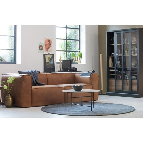 Vitrína z borovicového dřeva s posuvnými dveřmi v černo-přírodní barvě 125x200 cm James – WOOOD-image-1