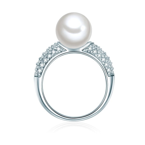 Prsten ve stříbrné barvě s bílou perlou Pearldesse Muschel, vel. 52