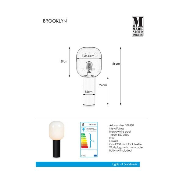 Bílá stolní lampa Markslöjd Brooklyn Smoke, ø 24 cm-image-2