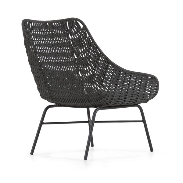 Černé ručně pletené venkovní křeslo Kave Home Abeli-image-4