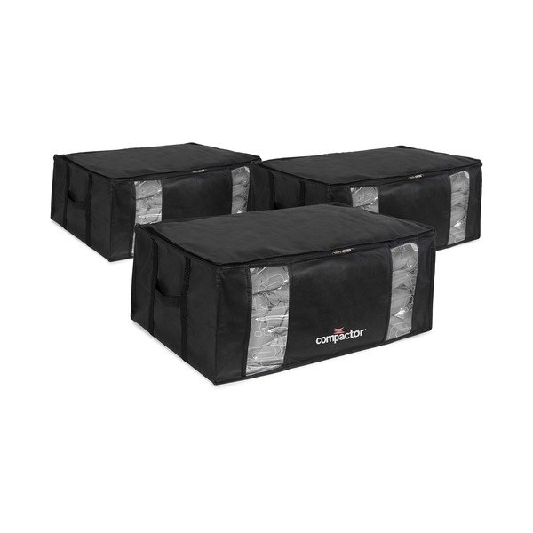 Černé vakuové plastové úložné boxy v sadě 3 ks 65x45x27 cm Black Edition – Compactor-image-2