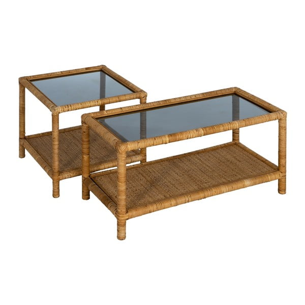 Konferenční stolek se skleněnou deskou v přírodní barvě 40x90 cm – Ixia-image-2