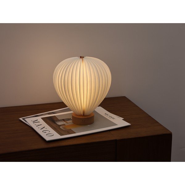 Bílá LED stmívatelná stolní lampa s papírovým stínidlem (výška 20 cm) Aeris – Gingko-image-1