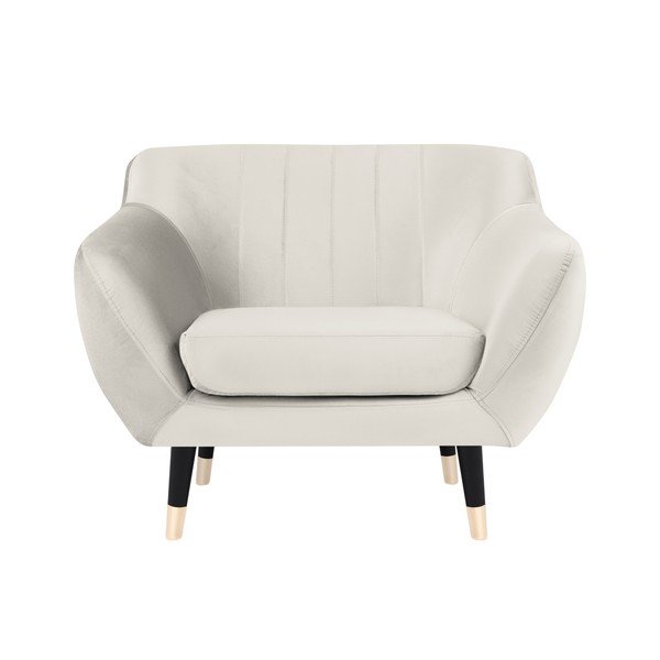 Krémové křeslo s černými nohami Mazzini Sofas Benito