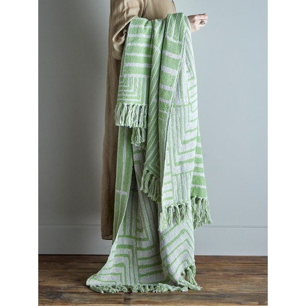 Zelená deka s příměsí bavlny 130x155 cm Velva – Bloomingville-image-1