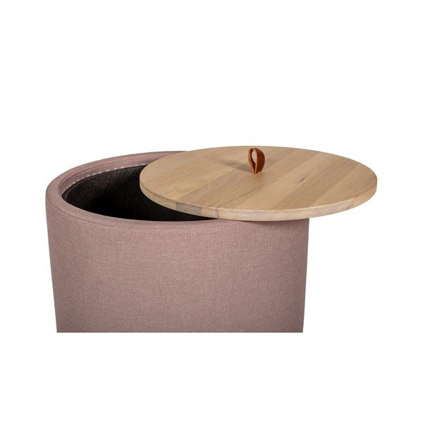 Odkládací stolek ve světle růžové barvě se snímatelnou deskou z dubového dřeva Askala Ibisco, ⌀ 56 cm-image-1