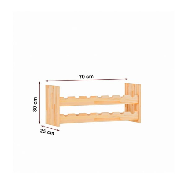 Nástěnný regál na víno z borovicového dřeva v přírodní barvě počet lahví 14 Carol – Kalune Design-image-4