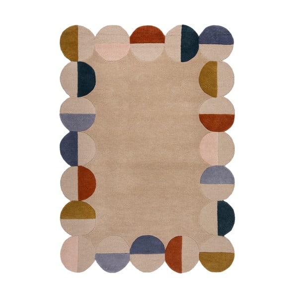 Béžový ručně tkaný vlněný koberec 200x290 cm Mia Scallop Frame – Flair Rugs