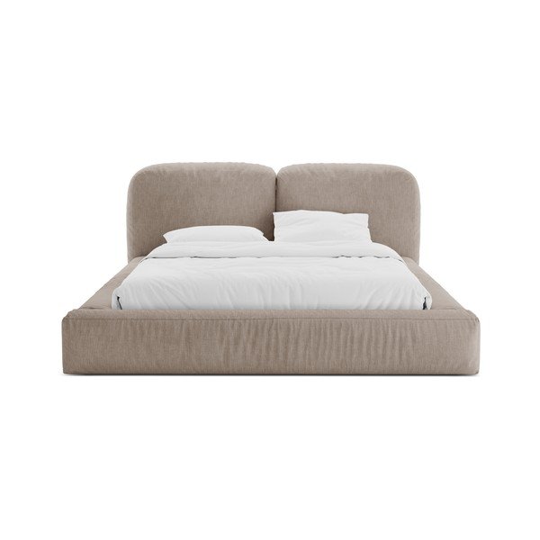 Světle hnědá čalouněná dvoulůžková postel s úložným prostorem s roštem 160x200 cm Martina – Micadoni -image-4