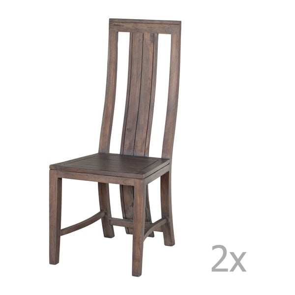 Sada 2 jídelních židlí  z masivního šedě mořeného akáciového dřeva Zara