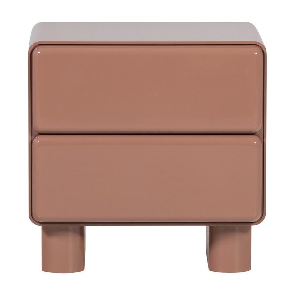 Růžový lesklý noční stolek Lustra – WOOOD