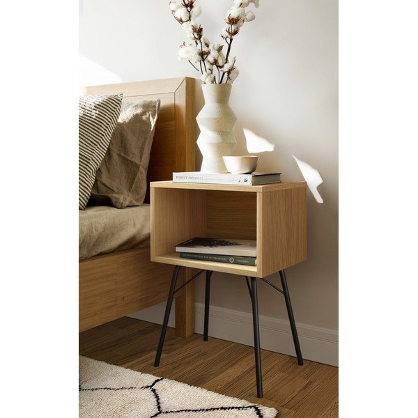 Noční stolek v dekoru dubu v přírodní barvě Rayburn – Woodman-image-1