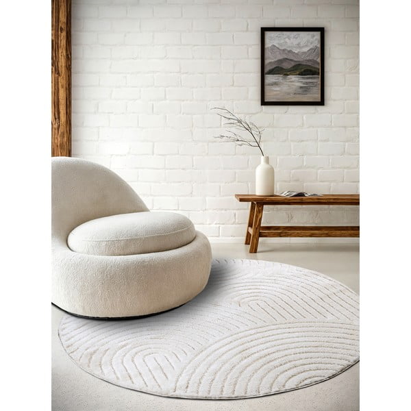 Bílý kulatý koberec ø 200 cm Panglao New York White – Elle Decoration-image-1
