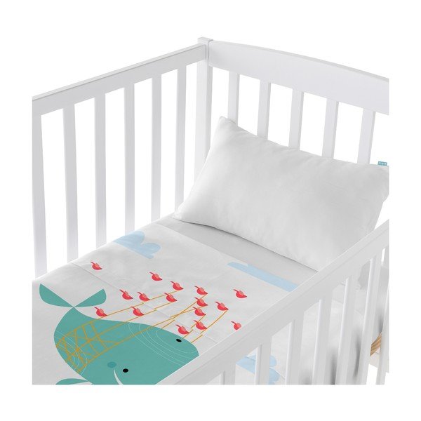 Tenký přehoz a povlak na polštář Moshi Moshi Whale, 100 x 130 cm-image-1