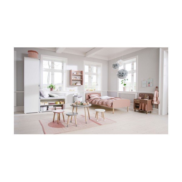 Růžová dětská stolička s nohami z jasanového dřeva Flexa Dots, ø 30 cm-image-1