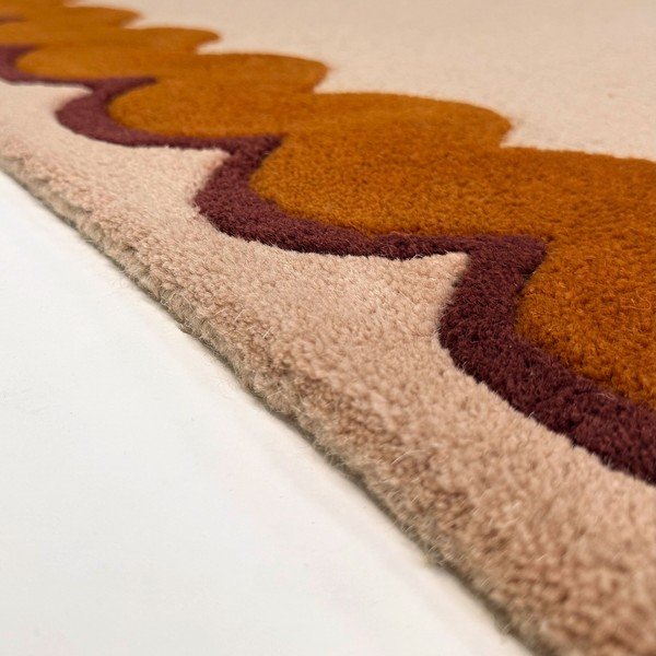 Oranžový/v přírodní barvě ručně tkaný vlněný koberec 140x200 cm Wiggle Wool – Flair Rugs-image-2