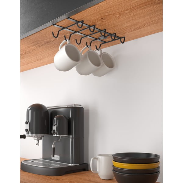 Černý závěsný držák na hrnečky Metaltex My Mug Lava-image-1