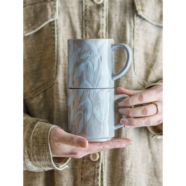 Šedé hrnky z kameniny v sadě 2 ks 350 ml Aurora – Bloomingville-image-1