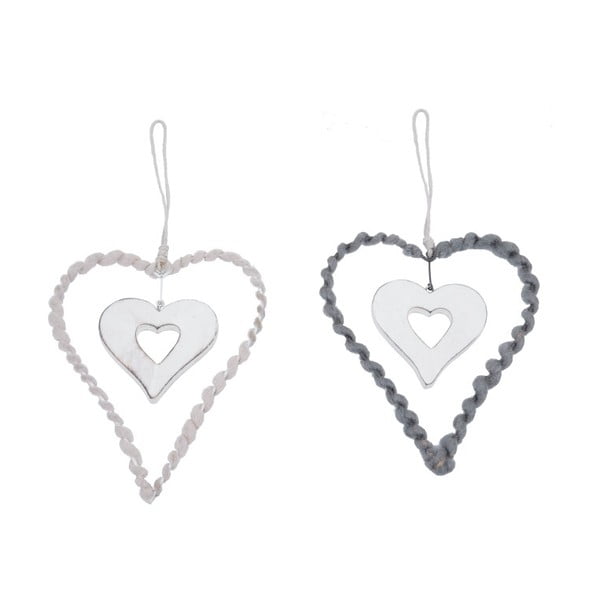 Sada 2 závěsných dekorací ve tvaru srdce Ego Dekor Heart, 19 x 17 cm