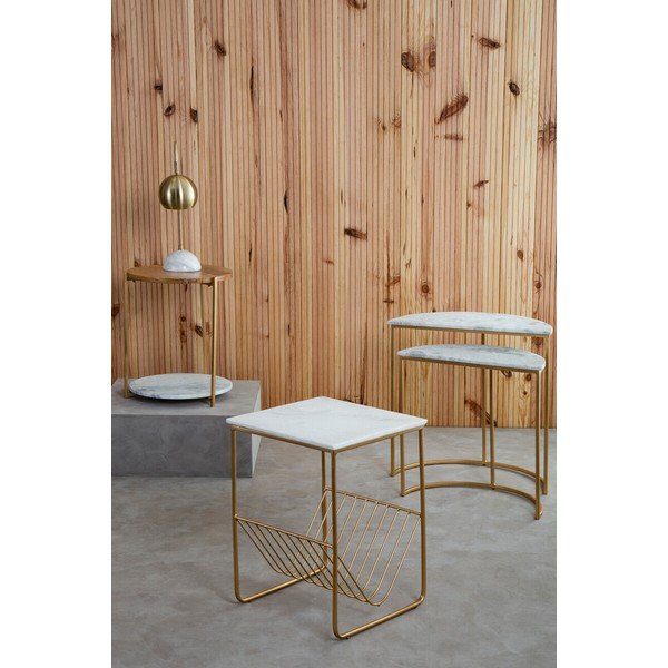 Odkládací stolek s mramorovou deskou  40x40 cm Mandoli – Premier Housewares-image-1