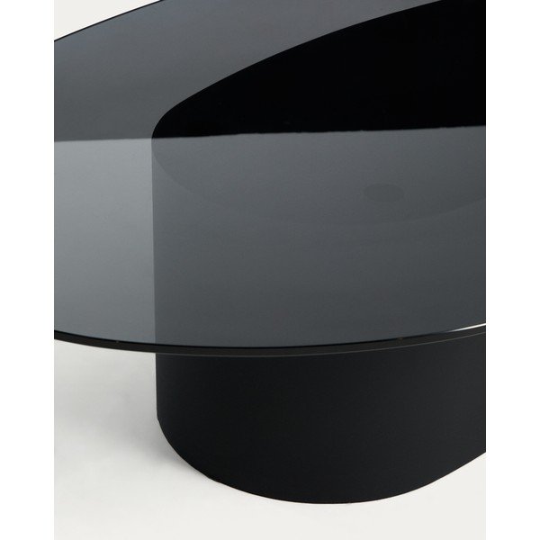 Černý konferenční stolek se skleněnou deskou 81x140 cm Olir – Kave Home-image-4