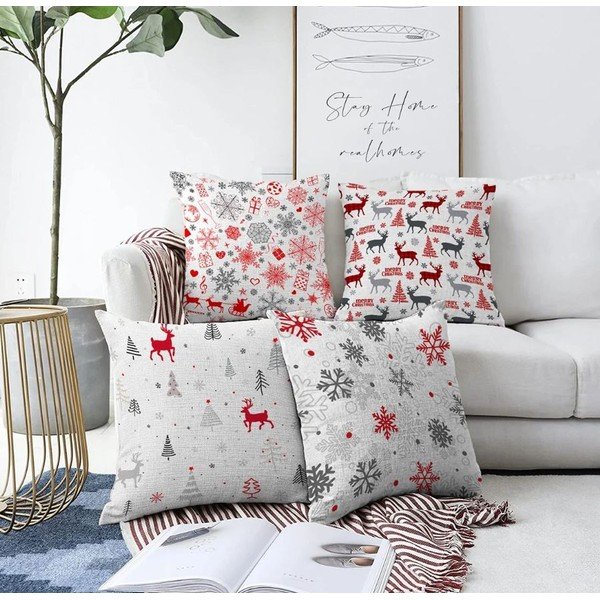 Povlaky na polštáře v sadě 4 ks s vánočním motivem 43x43 cm Merry Christmas – Mila Home