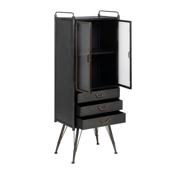 Černá kovová vitrína 58x150 cm Brick – Ixia-image-2