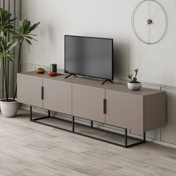 Šedo-béžový TV stolek 200x55 cm Titan – Marckeric-image-3