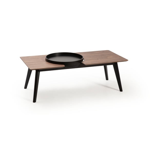 Hnědý konferenční stolek s černými nohami z dubového dřeva Marckeric India