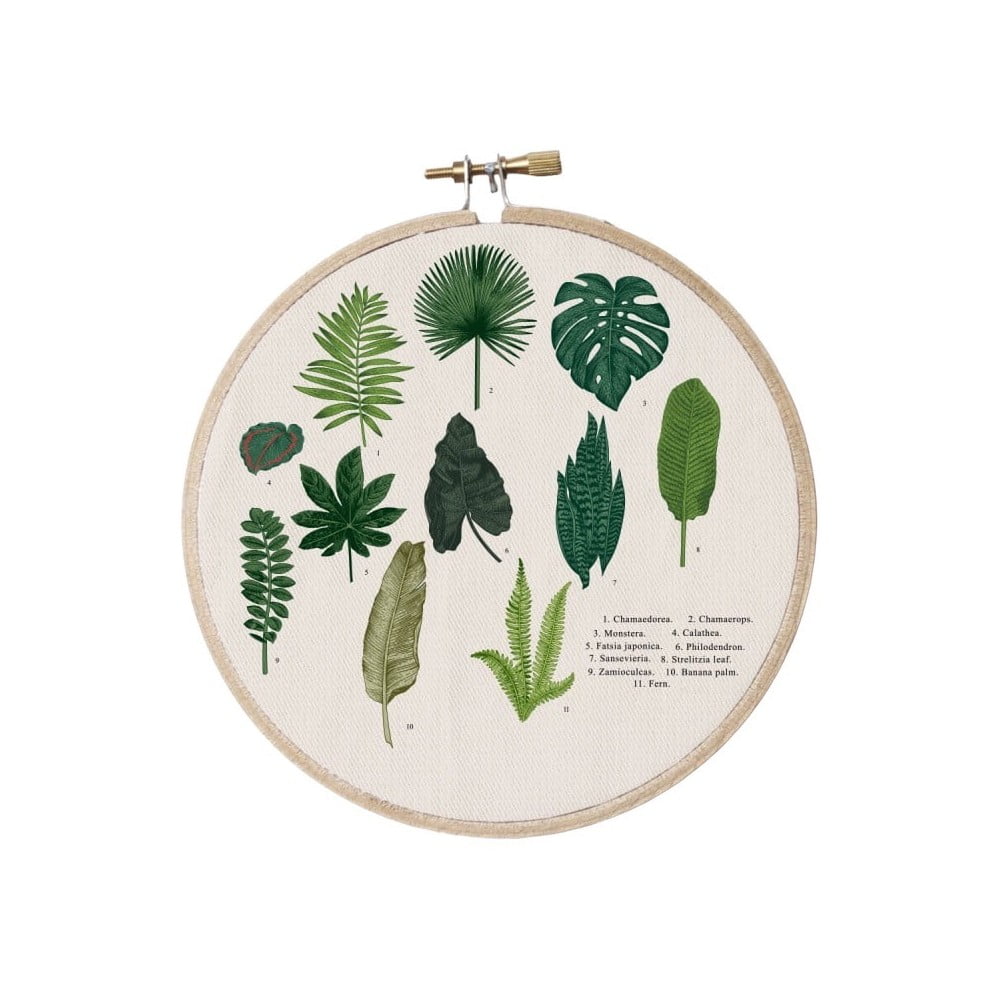 Nástěnná dekorace Surdic Stitch Hoop Leafes Index, ⌀ 27 cm