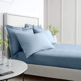 Modré napínací prostěradlo z bavlněného perkálu 185x200 cm Cotton Percale – Bianca