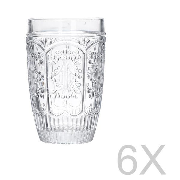 Sada 6 skleněných transparentních sklenic InArt Glamour Beverage, výška 13 cm