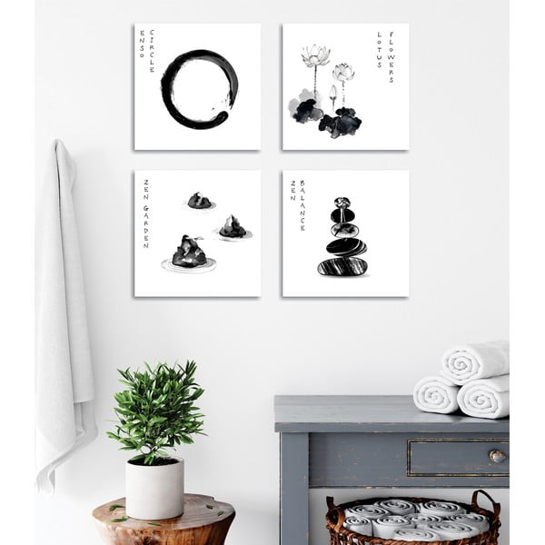 Obrazy v sadě 4 ks 30x30 cm Japanese Zen – Wallity-image-3