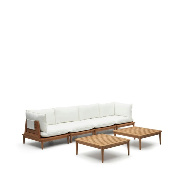 Bílý zahradní lounge set z teakového dřeva pro 4 Portitxol – Kave Home