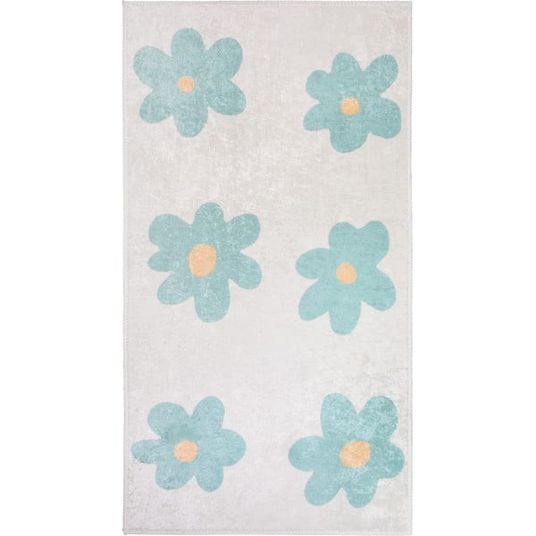 Pratelný dětský koberec v mentolové barvě/slonovinový 60x100 cm Cute Flowers Green – Vitaus